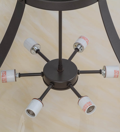 Meyda Lighting Urban 37" 6-Light Timeless Bronze Semi-flush Mount Ceiling Light With Sahara Taupe Idalight Shade