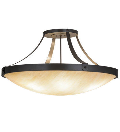 Meyda Lighting Urban 37" 6-Light Timeless Bronze Semi-flush Mount Ceiling Light With Sahara Taupe Idalight Shade