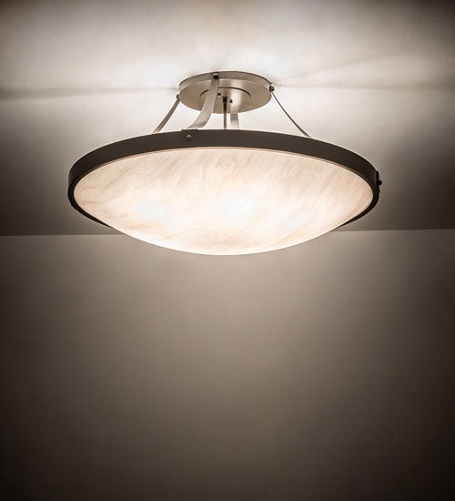 Meyda Lighting Urban 37" 6-Light Timeless Bronze Semi-flush Mount Light With Whitestone Idalight Shade