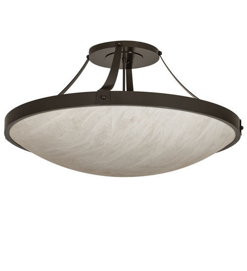 Meyda Lighting Urban 37" 6-Light Timeless Bronze Semi-flush Mount Light With Whitestone Idalight Shade