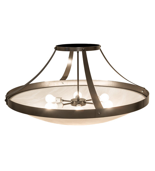 Meyda Lighting Urban 37" 6-Light Timeless Bronze Semi-flush Mount Light With Whitestone Idalight Shade