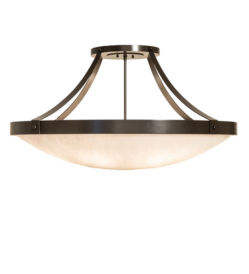 Meyda Lighting Urban 37" 6-Light Timeless Bronze Semi-flush Mount Light With Whitestone Idalight Shade