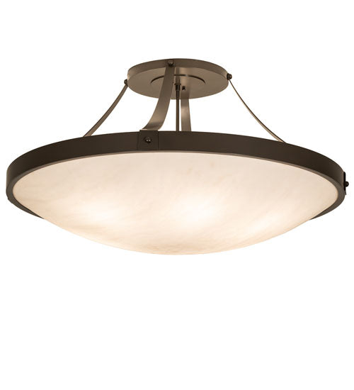 Meyda Lighting Urban 37" 6-Light Timeless Bronze Semi-flush Mount Light With Whitestone Idalight Shade