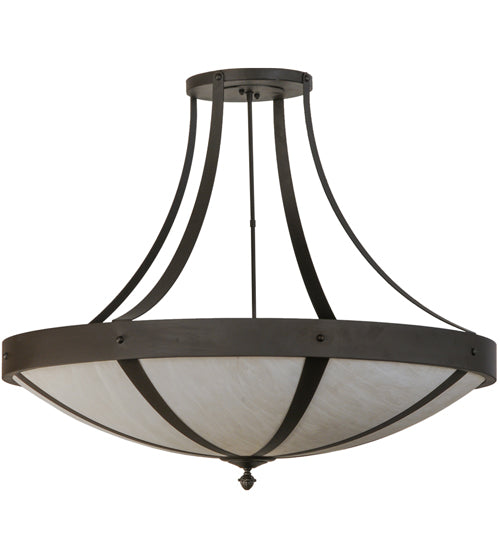 Meyda Lighting Urban 42" 6-Light Oil Rubbed Bronze Spoked Semi-flush Mount Ceiling Light With Beige Shade Glass
