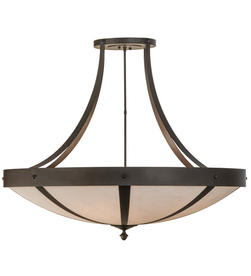 Meyda Lighting Urban 42" 6-Light Oil Rubbed Bronze Spoked Semi-flush Mount Ceiling Light With Beige Shade Glass