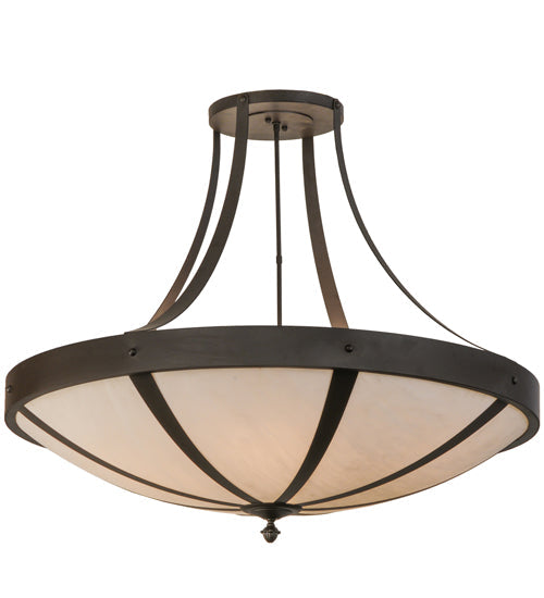 Meyda Lighting Urban 42" 6-Light Oil Rubbed Bronze Spoked Semi-flush Mount Ceiling Light With Beige Shade Glass