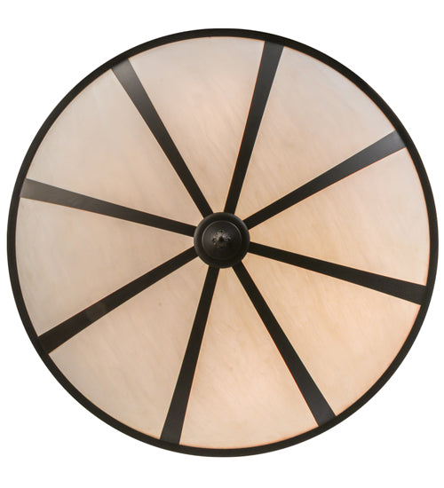 Meyda Lighting Urban 42" 6-Light Oil Rubbed Bronze Spoked Semi-flush Mount Ceiling Light With Beige Shade Glass