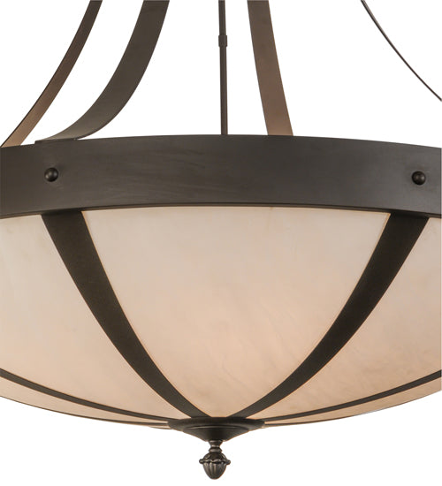 Meyda Lighting Urban 42" 6-Light Oil Rubbed Bronze Spoked Semi-flush Mount Ceiling Light With Beige Shade Glass