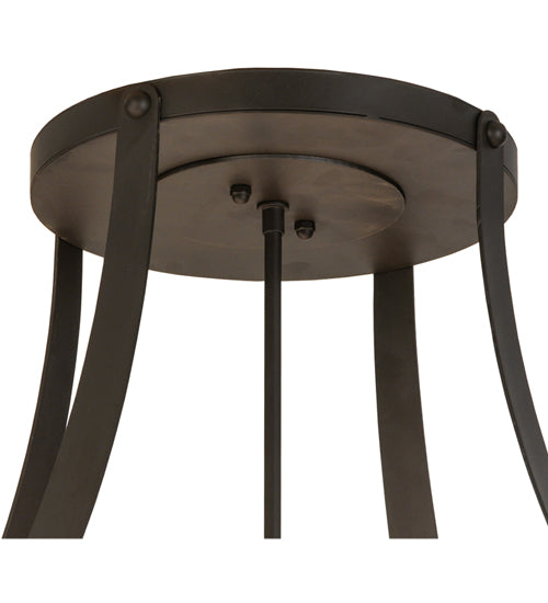Meyda Lighting Urban 42" 6-Light Oil Rubbed Bronze Spoked Semi-flush Mount Ceiling Light With Beige Shade Glass