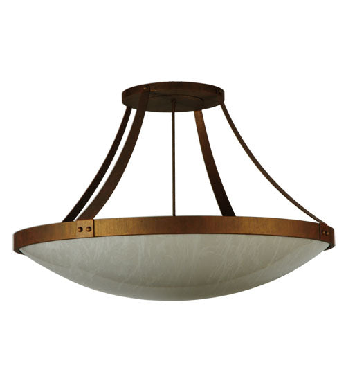 Meyda Lighting Urban 43" 8-Light Cortez Gold Semi-flush Mount Ceiling Light With Whitestone Idalight Shade