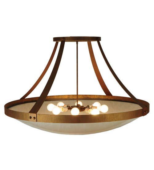 Meyda Lighting Urban 43" 8-Light Cortez Gold Semi-flush Mount Ceiling Light With Whitestone Idalight Shade