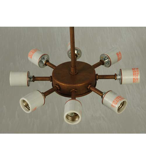 Meyda Lighting Urban 43" 8-Light Cortez Gold Semi-flush Mount Ceiling Light With Whitestone Idalight Shade
