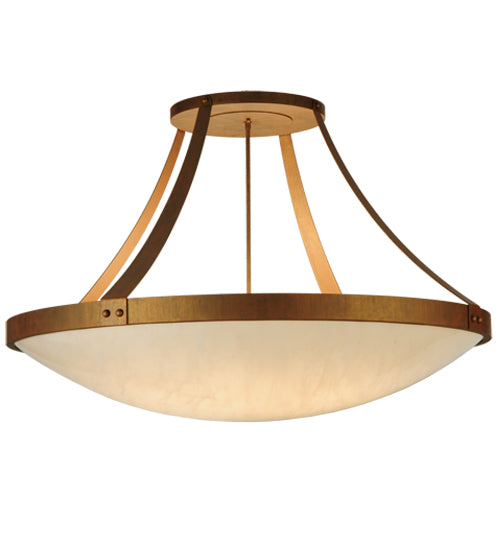 Meyda Lighting Urban 43" 8-Light Cortez Gold Semi-flush Mount Ceiling Light With Whitestone Idalight Shade