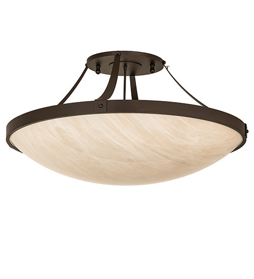 Meyda Lighting Urban 43" 8-Light Oil Rubbed Bronze Semi-flush Mount Light With Ivory Fleshtone Idalight Shade