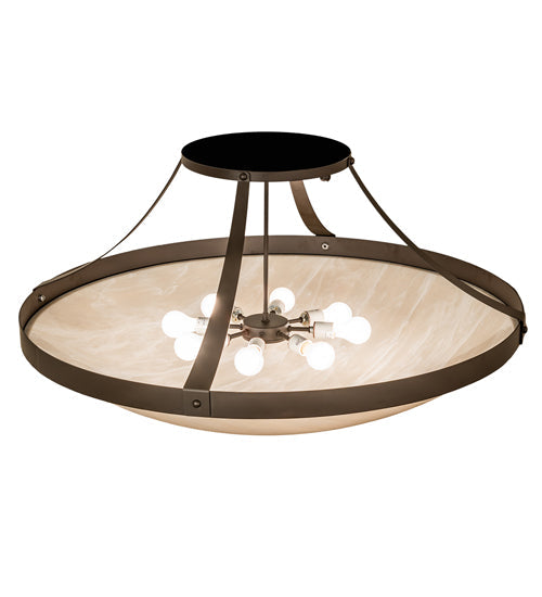 Meyda Lighting Urban 43" 8-Light Oil Rubbed Bronze Semi-flush Mount Light With Ivory Fleshtone Idalight Shade