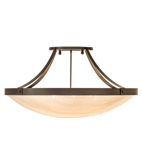 Meyda Lighting Urban 43" 8-Light Oil Rubbed Bronze Semi-flush Mount Light With Ivory Fleshtone Idalight Shade