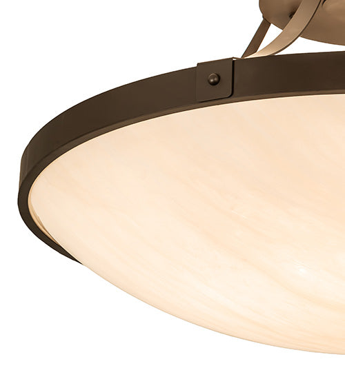 Meyda Lighting Urban 43" 8-Light Oil Rubbed Bronze Semi-flush Mount Light With Ivory Fleshtone Idalight Shade
