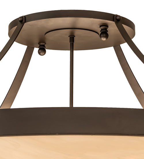 Meyda Lighting Urban 43" 8-Light Oil Rubbed Bronze Semi-flush Mount Light With Ivory Fleshtone Idalight Shade