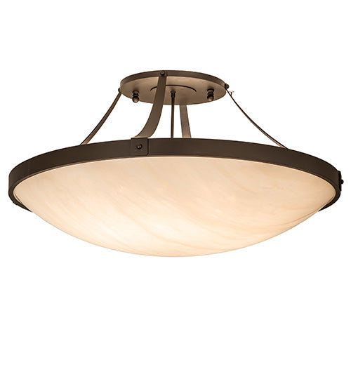 Meyda Lighting Urban 43" 8-Light Oil Rubbed Bronze Semi-flush Mount Light With Ivory Fleshtone Idalight Shade