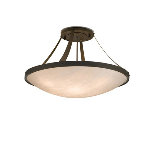 Meyda Lighting Urban 43" 8-Light Oil Rubbed Bronze Semi-flush Mount Light With Whitestone Idalight Shade