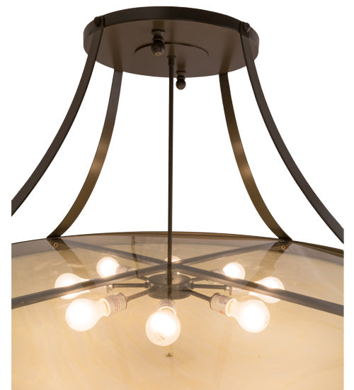 Meyda Lighting Urban 43" 8-Light Timeless Bronze Semi-flush Mount Ceiling Light With Botticino Idalight Shade Glass