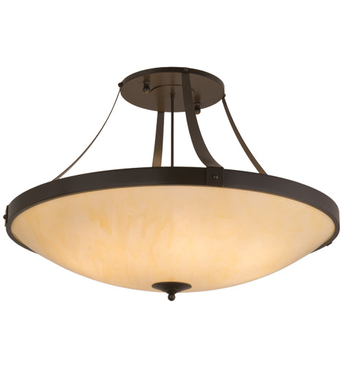 Meyda Lighting Urban 43" 8-Light Timeless Bronze Semi-flush Mount Ceiling Light With Botticino Idalight Shade Glass