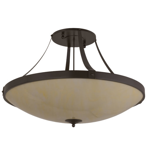 Meyda Lighting Urban 43" 8-Light Timeless Bronze Semi-flush Mount Ceiling Light With Botticino Idalight Shade Glass