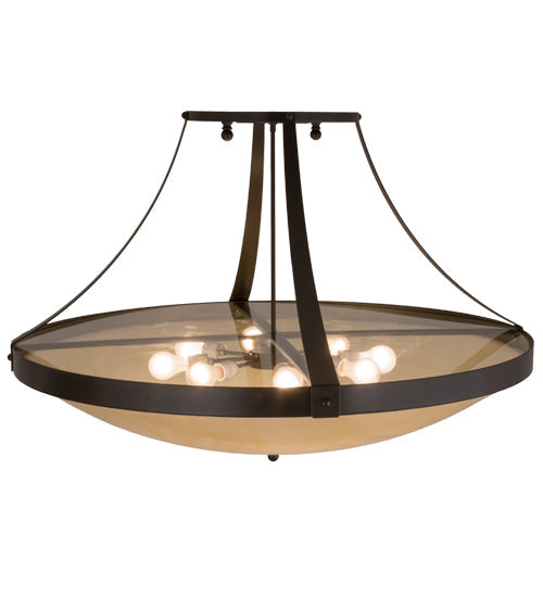 Meyda Lighting Urban 43" 8-Light Timeless Bronze Semi-flush Mount Ceiling Light With Botticino Idalight Shade Glass