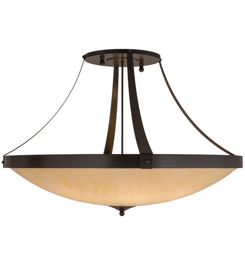 Meyda Lighting Urban 43" 8-Light Timeless Bronze Semi-flush Mount Ceiling Light With Botticino Idalight Shade Glass
