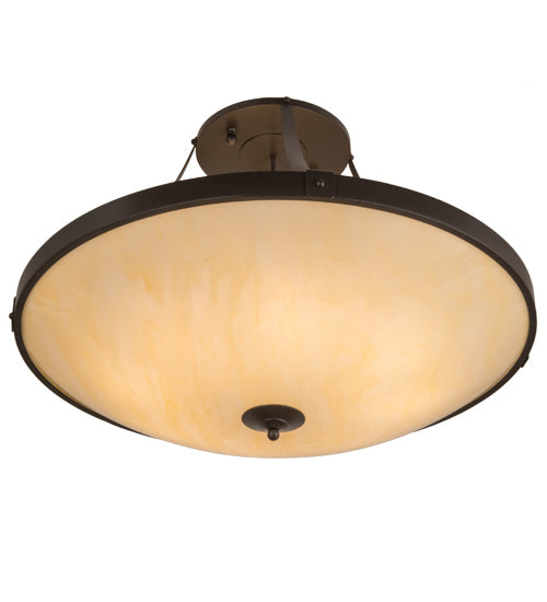 Meyda Lighting Urban 43" 8-Light Timeless Bronze Semi-flush Mount Ceiling Light With Botticino Idalight Shade Glass