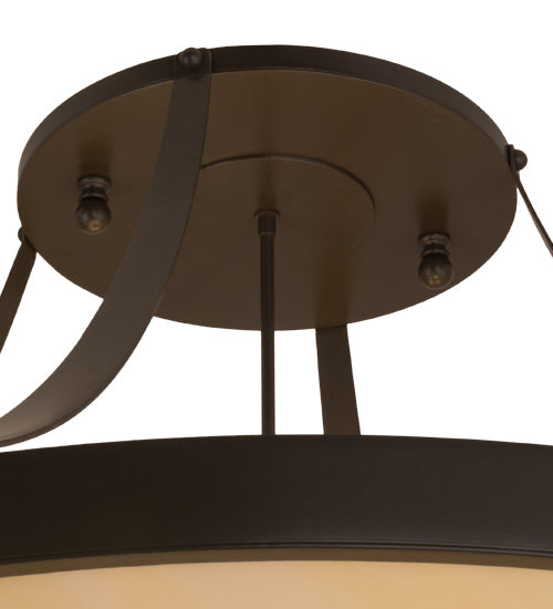 Meyda Lighting Urban 43" 8-Light Timeless Bronze Semi-flush Mount Ceiling Light With Botticino Idalight Shade Glass