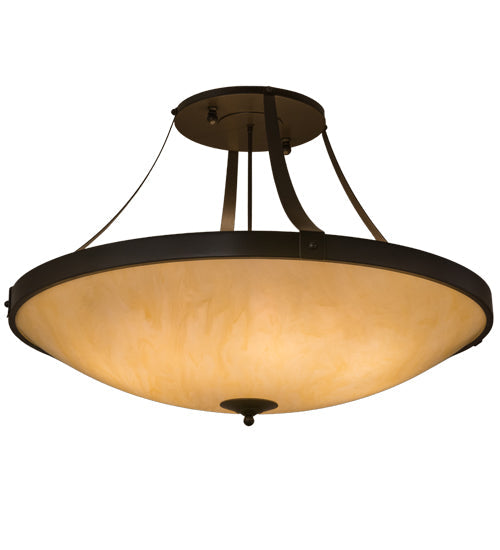 Meyda Lighting Urban 43" 8-Light Timeless Bronze Semi-flush Mount Ceiling Light With Botticino Idalight Shade Glass