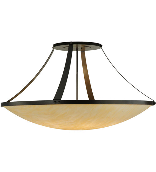 Meyda Lighting Urban 44" 8-Light Timeless Bronze Semi-flush Mount Ceiling Light With Beige Sahara Taupe Idalight Shade Glass