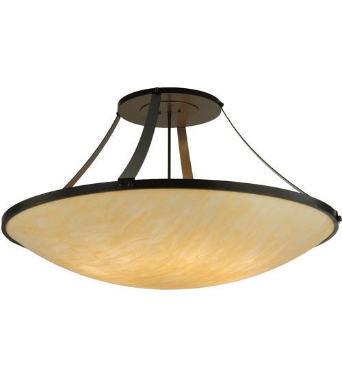Meyda Lighting Urban 44" 8-Light Timeless Bronze Semi-flush Mount Ceiling Light With Beige Sahara Taupe Idalight Shade Glass