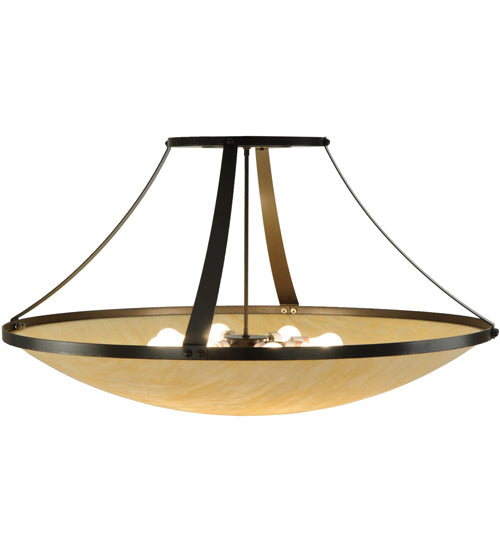 Meyda Lighting Urban 44" 8-Light Timeless Bronze Semi-flush Mount Ceiling Light With Beige Sahara Taupe Idalight Shade Glass