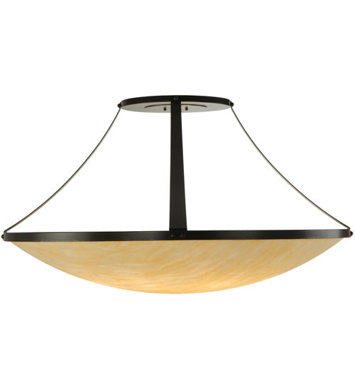 Meyda Lighting Urban 44" 8-Light Timeless Bronze Semi-flush Mount Ceiling Light With Beige Sahara Taupe Idalight Shade Glass