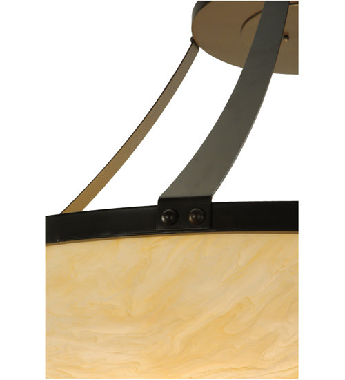Meyda Lighting Urban 44" 8-Light Timeless Bronze Semi-flush Mount Ceiling Light With Beige Sahara Taupe Idalight Shade Glass