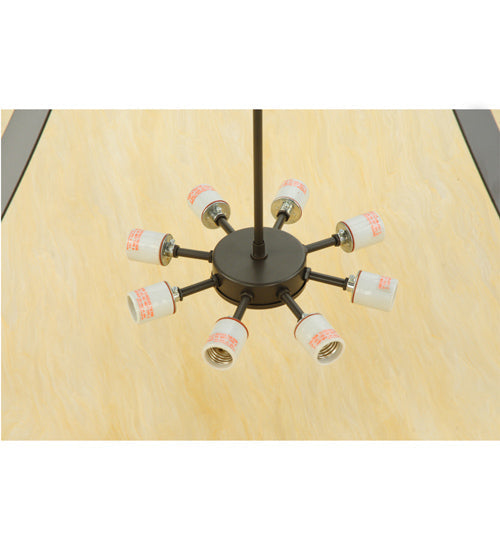 Meyda Lighting Urban 44" 8-Light Timeless Bronze Semi-flush Mount Ceiling Light With Beige Sahara Taupe Idalight Shade Glass