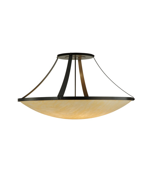 Meyda Lighting Urban 44" 8-Light Timeless Bronze Semi-flush Mount Ceiling Light With Beige Sahara Taupe Idalight Shade Glass