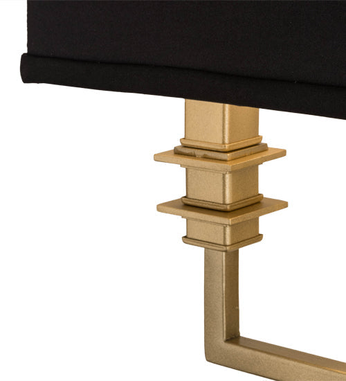 Meyda Lighting Urbanite 13" 2-Light Gold Metallic High Gloss Wall Sconce With Black Fabric Shade Glass