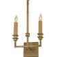 Meyda Lighting Urbanite 13" 2-Light Gold Metallic High Gloss Wall Sconce With Black Fabric Shade Glass