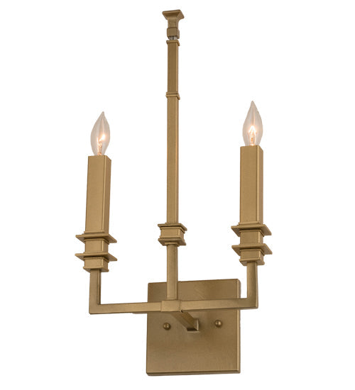 Meyda Lighting Urbanite 13" 2-Light Gold Metallic High Gloss Wall Sconce With Black Fabric Shade Glass