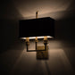 Meyda Lighting Urbanite 13" 2-Light Gold Metallic High Gloss Wall Sconce With Black Fabric Shade Glass