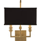 Meyda Lighting Urbanite 13" 2-Light Gold Metallic High Gloss Wall Sconce With Black Fabric Shade Glass