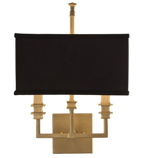 Meyda Lighting Urbanite 13" 2-Light Gold Metallic High Gloss Wall Sconce With Black Fabric Shade Glass