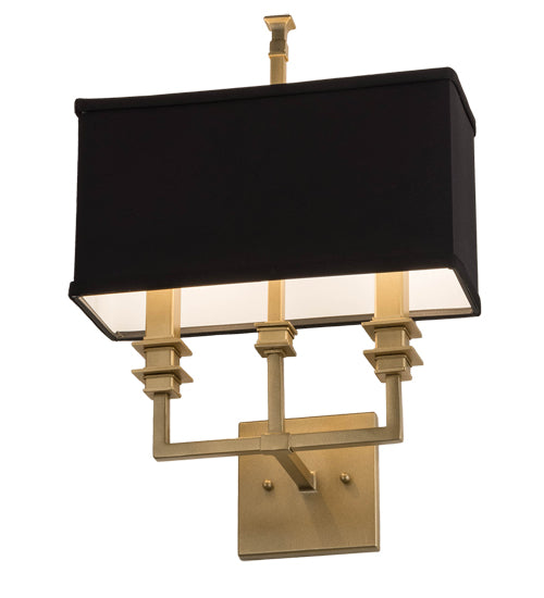 Meyda Lighting Urbanite 13" 2-Light Gold Metallic High Gloss Wall Sconce With Black Fabric Shade Glass