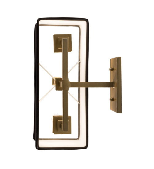 Meyda Lighting Urbanite 13" 2-Light Gold Metallic High Gloss Wall Sconce With Black Fabric Shade Glass