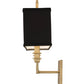Meyda Lighting Urbanite 13" 2-Light Gold Metallic High Gloss Wall Sconce With Black Fabric Shade Glass