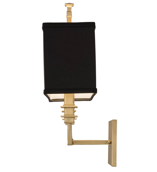 Meyda Lighting Urbanite 13" 2-Light Gold Metallic High Gloss Wall Sconce With Black Fabric Shade Glass