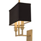 Meyda Lighting Urbanite 13" 2-Light Gold Metallic High Gloss Wall Sconce With Black Fabric Shade Glass